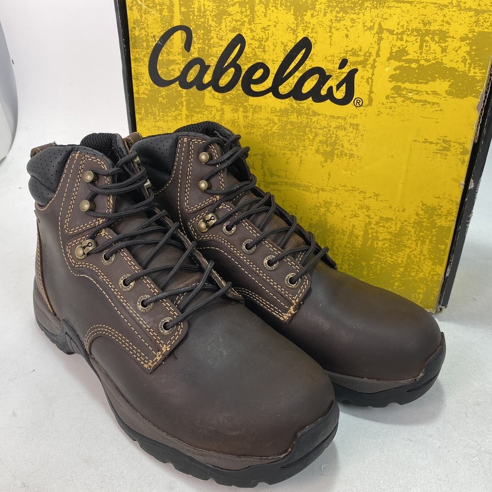 Cabelas Roughneck Ledger Mens 10 M Waterproof Work Boots Brown Leather Soft Toe